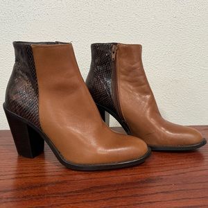 Helene Rouge - Brown Leather - Animal Print - Heel Boots